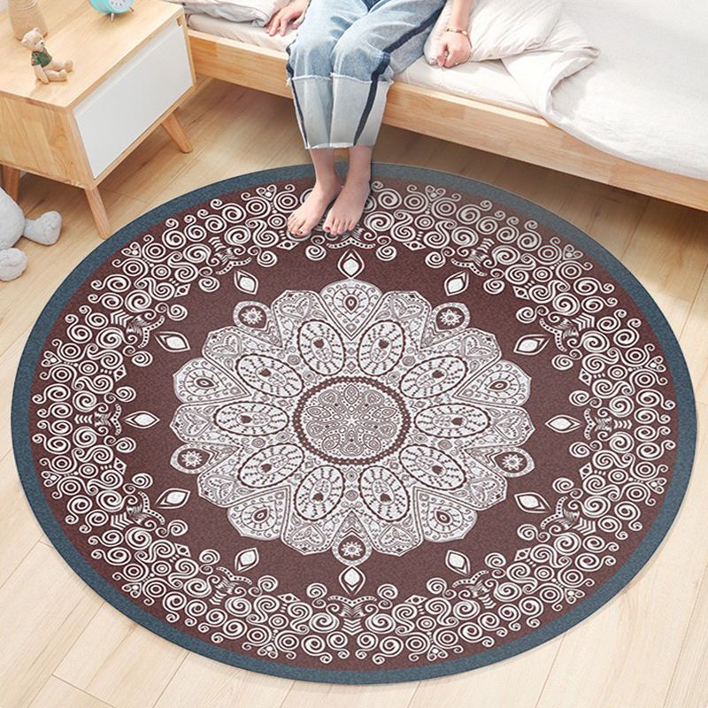 Classic Flower Patterned Rug Multicolor Bohemian Rug Polypropylene Washable Stain Resistant Non-Slip Backing Rug for Home