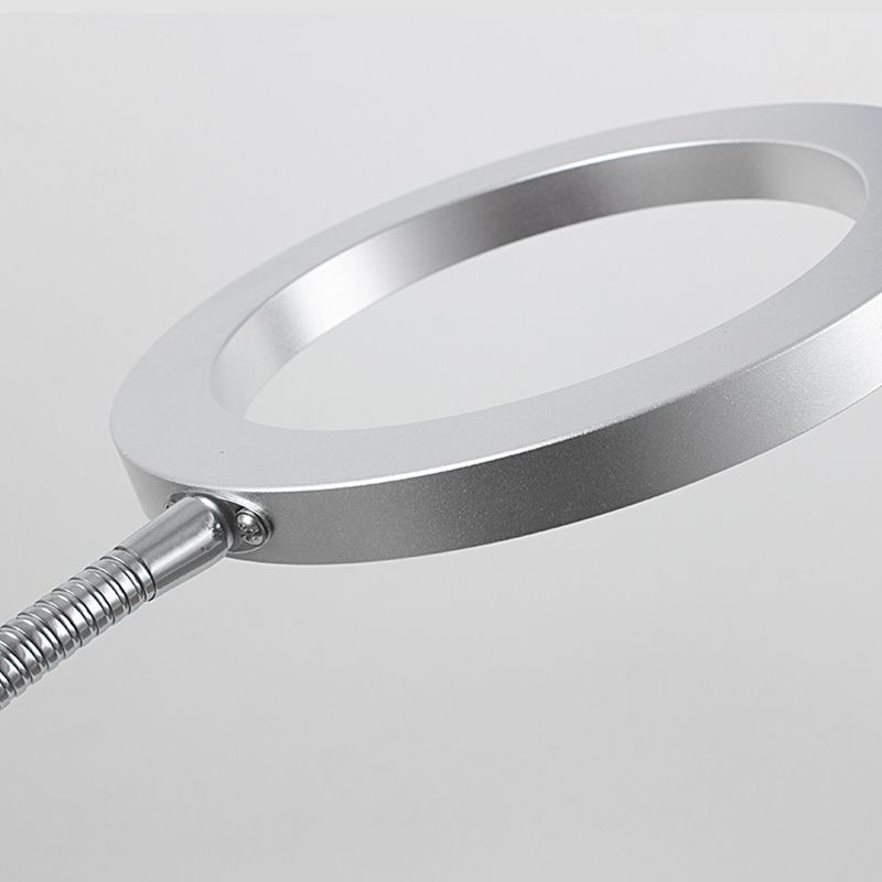 Linear Night Table Lamp Modern Style Metal Single Light Table Light in Silver