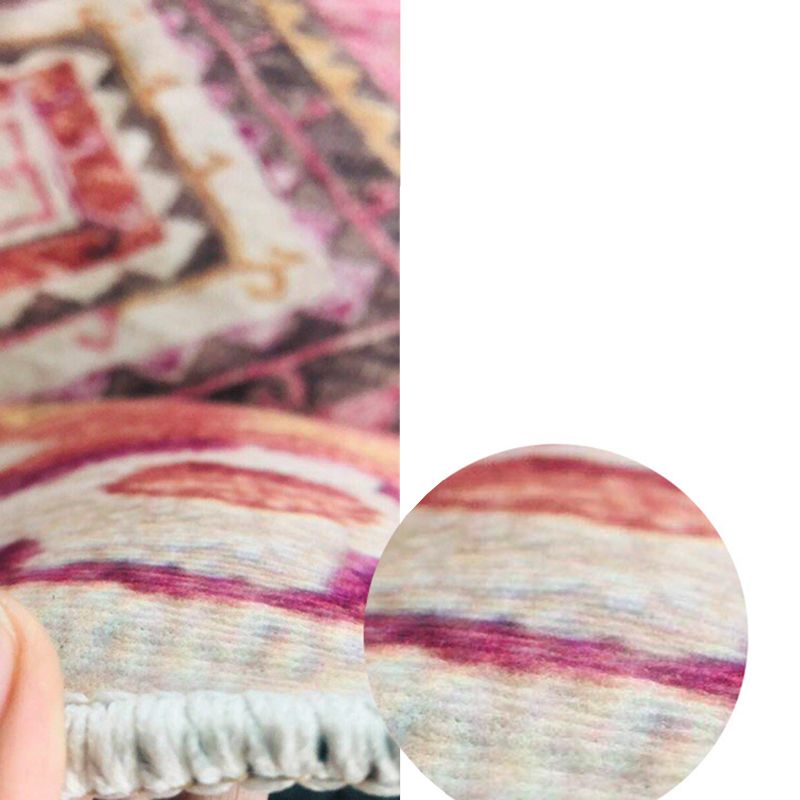 Moroccan Polyester Carpet Medallion Printed Rug Anti-Slip Backing Washable Carpet for Home Decor