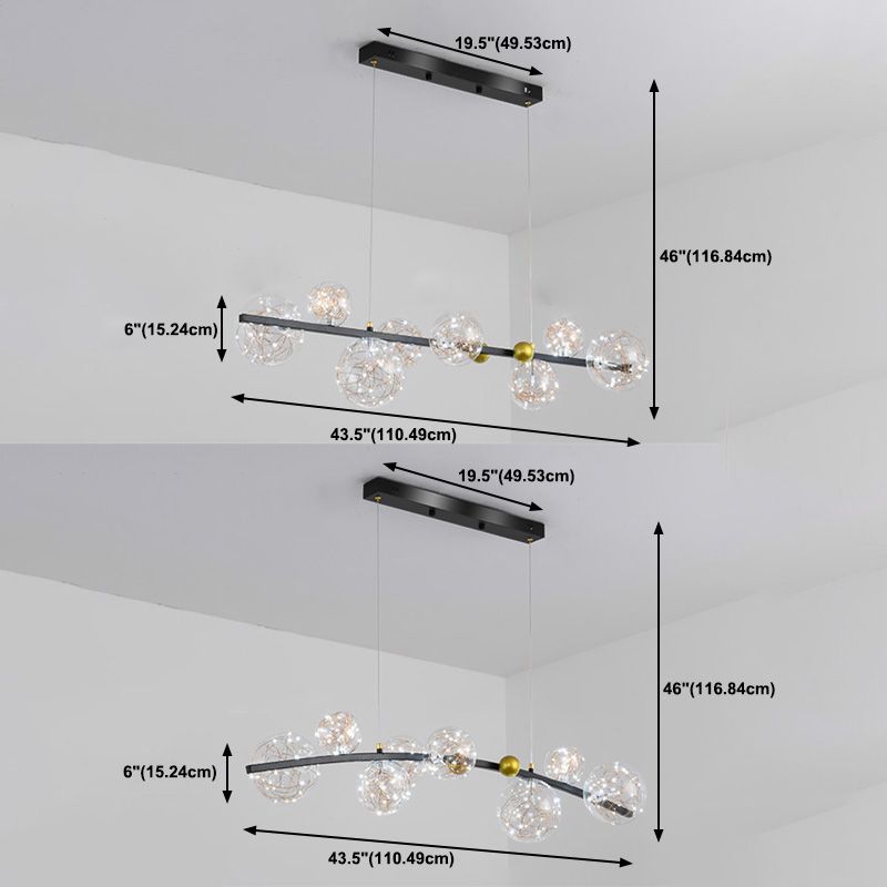 Contemporary Style Spherical Island Lighting Ideas Clear Glass 8 Light Island Lights
