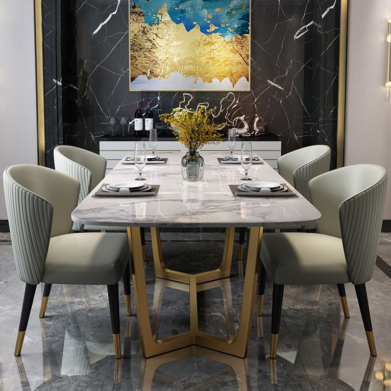 Marmor weißer Ton Esstisch Glamstil Basistisch für Esszimmer