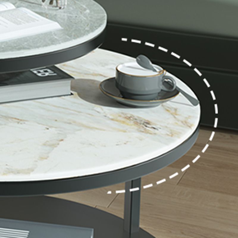 Glam Slate Coffee Table No Distressing Round Cocktail Table for Bedroom