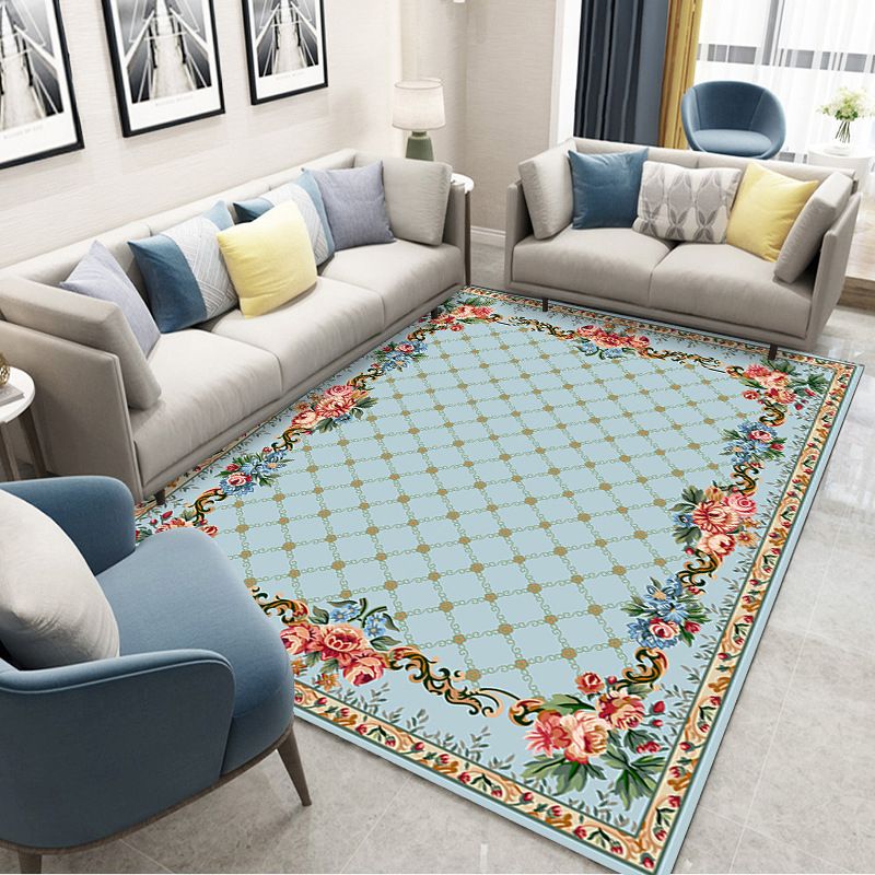 Classic European Area Rug Modern Medallion Pattern Indoor Rug Washable Carpet with Non-Slip Backing