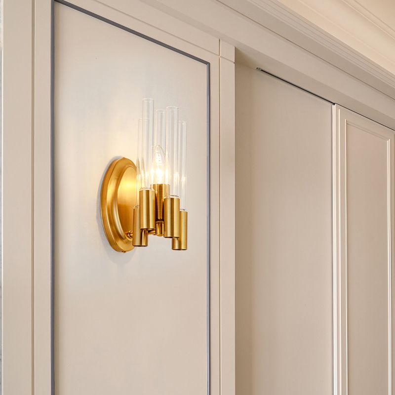 Montaggio a parete in oro Light Nordic 1 a testa in vetro trasparente lampada da scarico per soggiorno