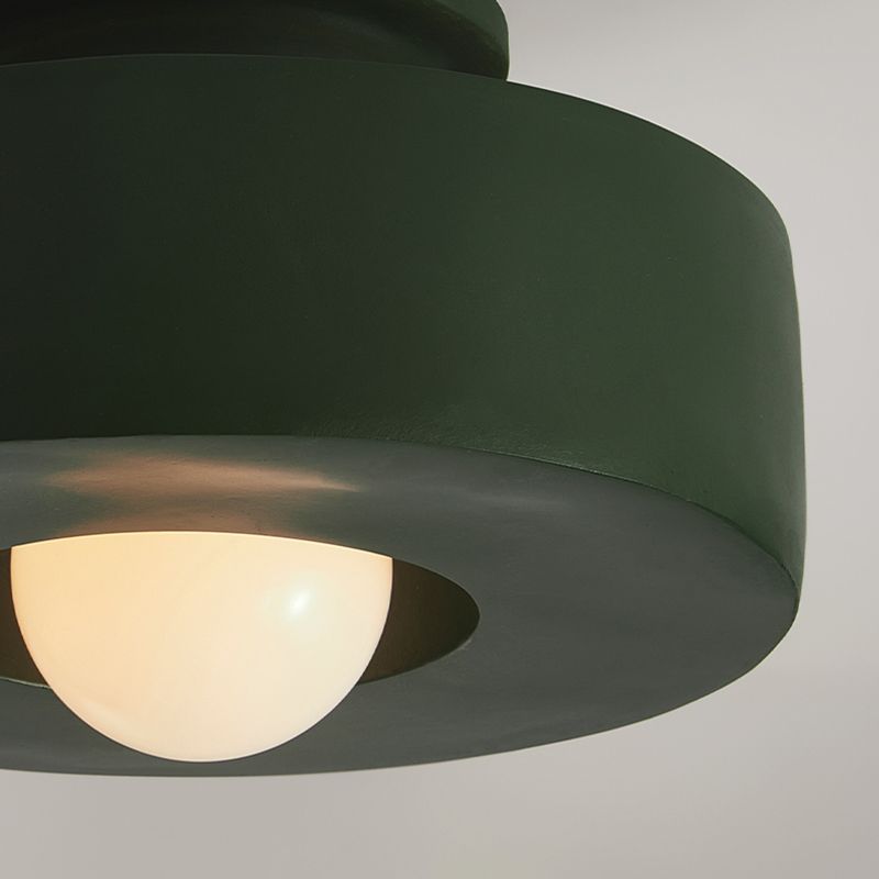LED Modern Ceiling Flush in Black / Green / Red Drum 1 - Light Ceiling Mount