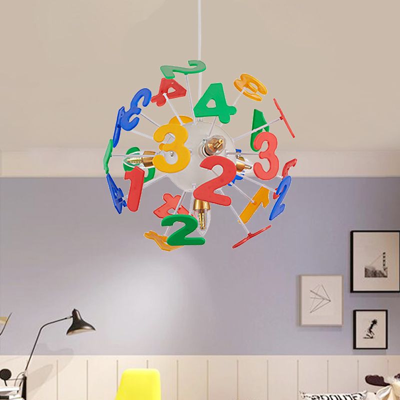 Kids Globe Ceiling Pendant 4 Lights Plastic Multi-Color Hanging Light for Nursing Room