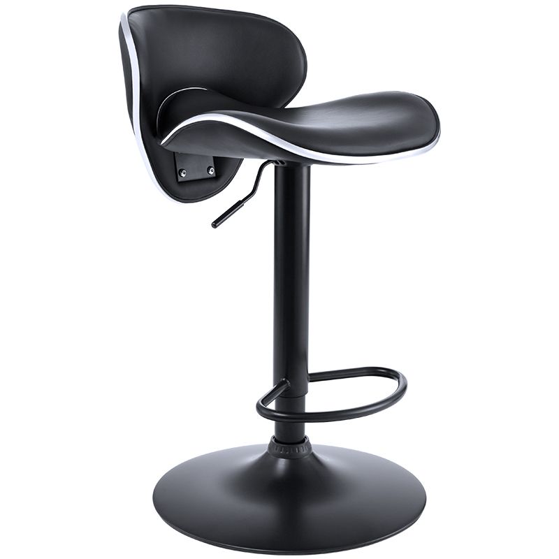 Taburete de bar moderno ajustable, respaldo, taburete de bar de cuero con giro en negro
