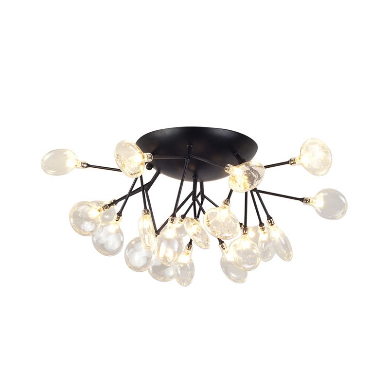 Leaves Clear Glass Flush Mount Lamp Modernist LED Black Ceiling Flush for Living Room