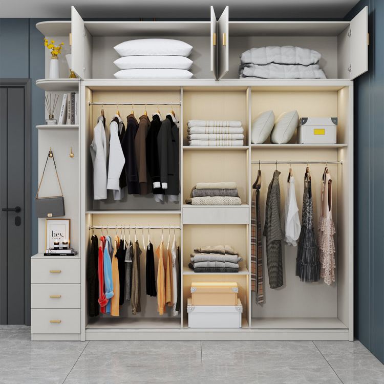 Manufactured Wood White Storage Cabinet with Sliding Door Modern Cabinet with Drawers