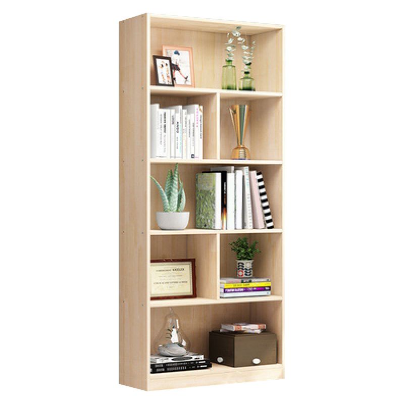 Light Brown Color Modern Bookshelf Wood Bookcase for Home Use