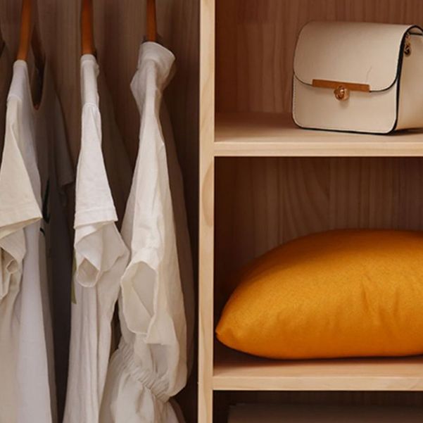 Pine Kid's Wardrobe Contemporary Kids Closet with Lower Storage Drawers