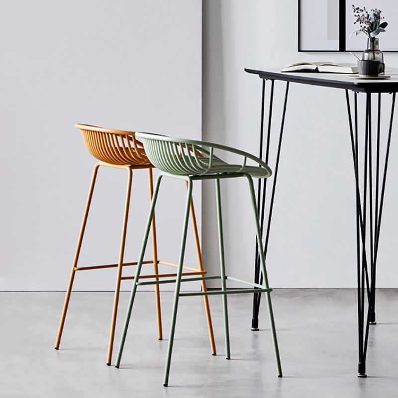 Modern Armless Backrest Counter Stool Iron Cashier Bar Stool with Seat and Pedal