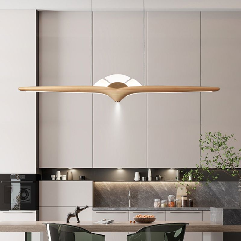 Wooden Hanging Island Lights Modern White Shade Island Lighting Ideas