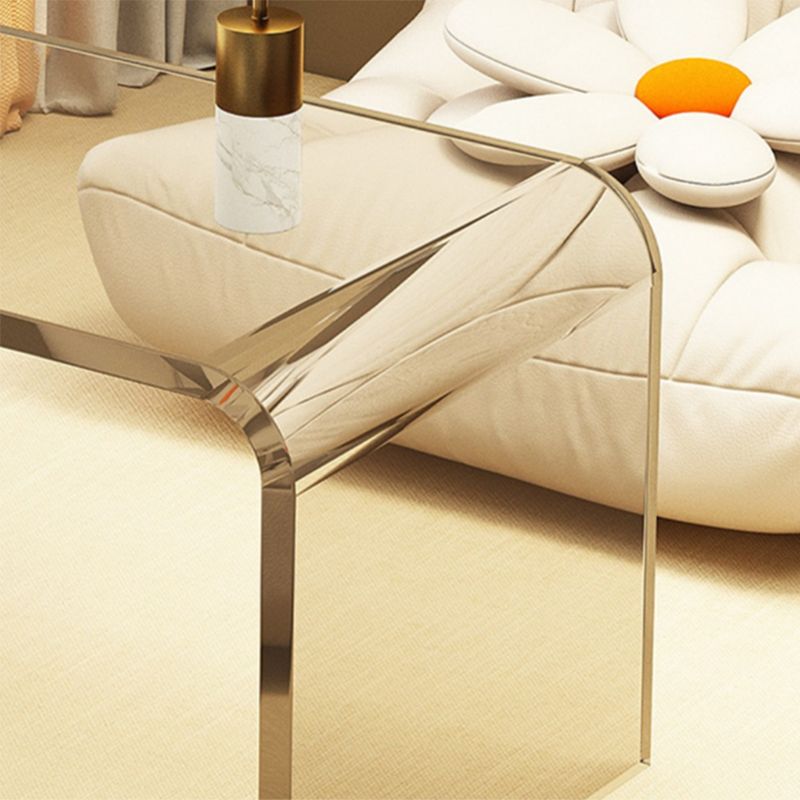 Modernistic Corner Table Plastic Rectangular Sled Living Room Accent Side Table