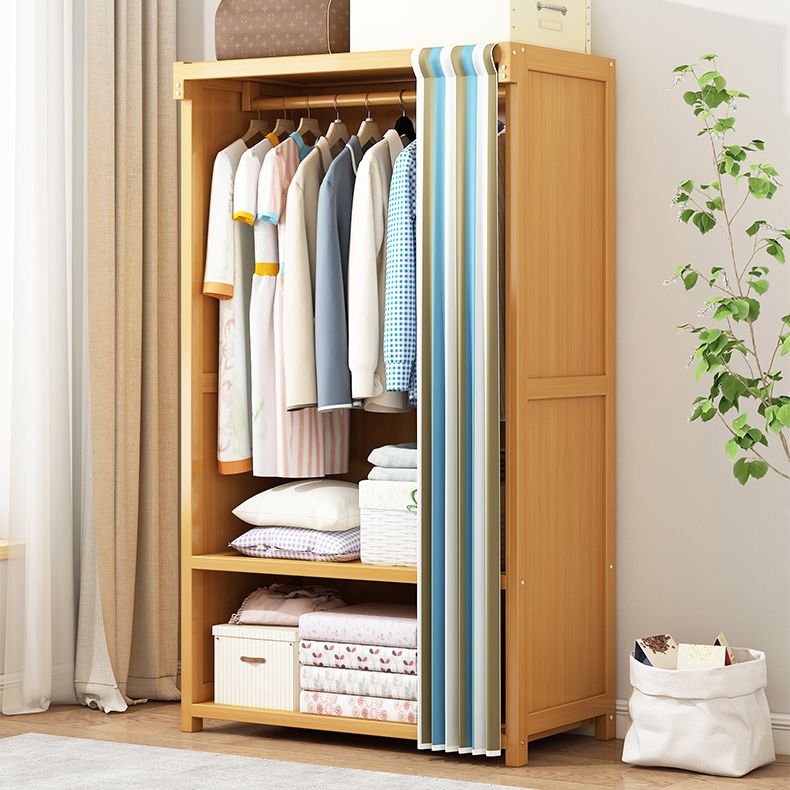 Engineered Wood Armoire Modern Natural Finish Wardrobe Closet with Garment Rod