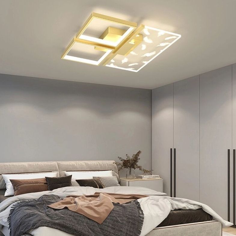 Slaapkamer LED-inbouwlamp Minimalistische gouden plafondlamp met geometrische acrylkap
