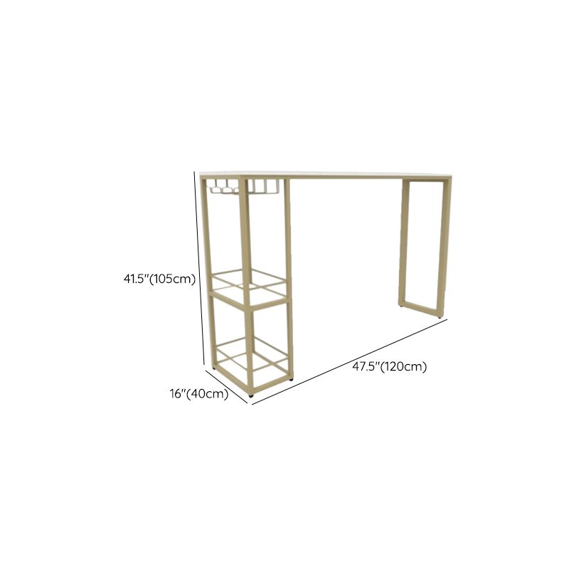Glam Style Rectangle Bar Table Storable Base for Living Room
