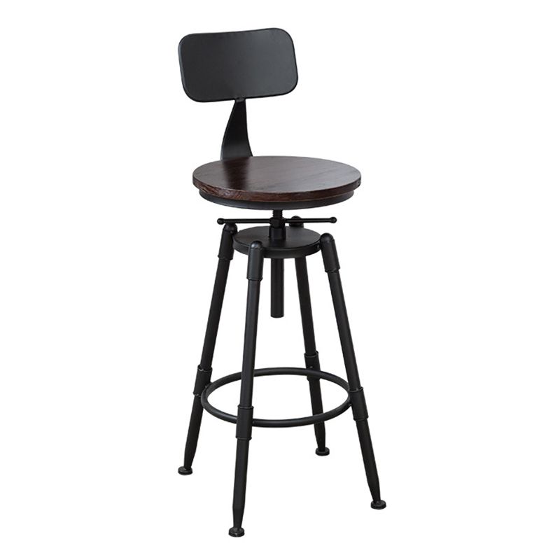 Industrial Armless Elevatable Counter Stool Iron Bar Stool with Pedal for Cafe
