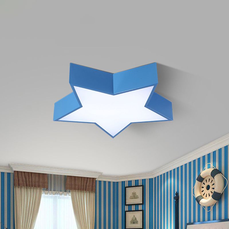 Five-Pointed Star LED Flush Mount Lamp Kids White/Red/Blue Close to Ceiling Lighting Fixture