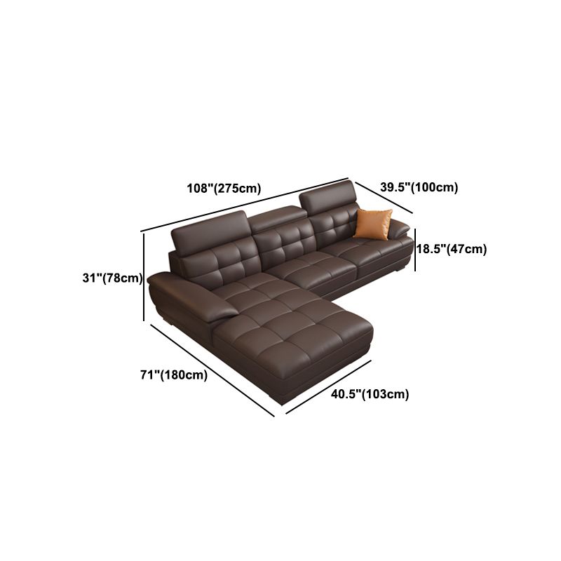 Contemporary Stain-Resistant Genuine Leather Square Arm Stationary Sofa