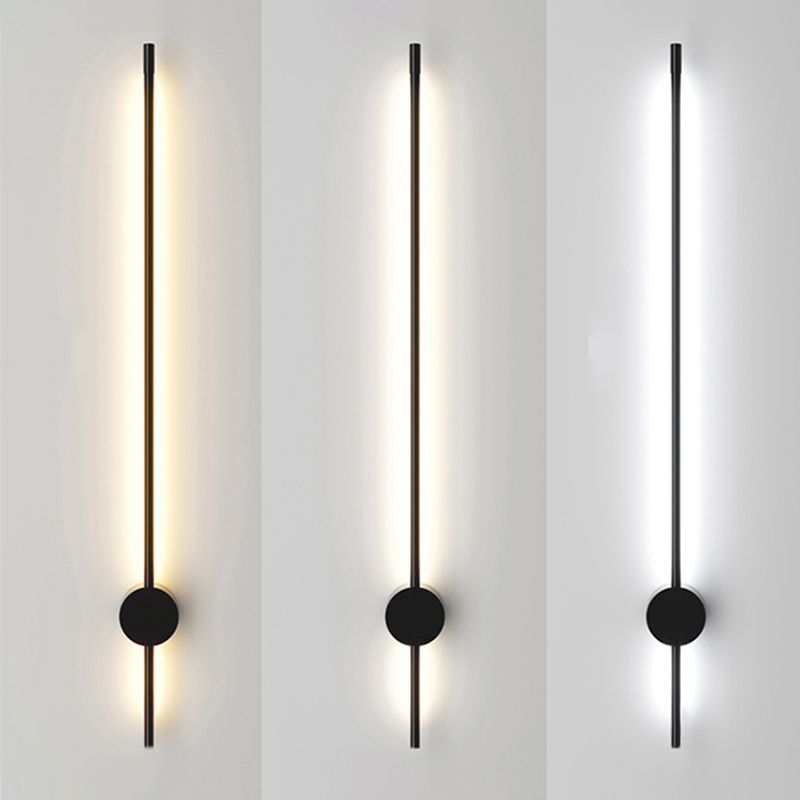 Lineare Form Metall Wandleuchter moderner Stil Einmals Wandmontage Licht in Schwarz