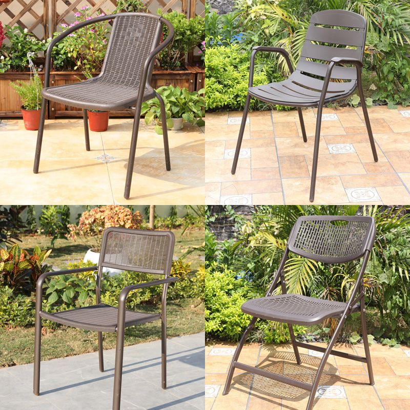 Industrial Metal Dining Armchair Stacking Patio Dining Chair