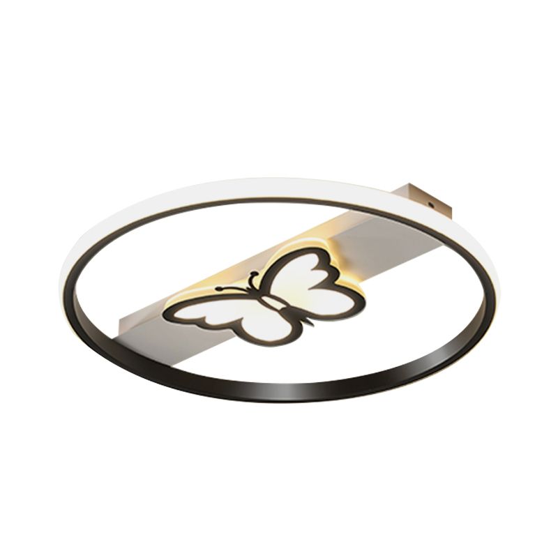 Lampada da incasso a LED nordica Lampada da soffitto a farfalla nera con paralume in acrilico in luce calda/bianca, 16"/19,5" W