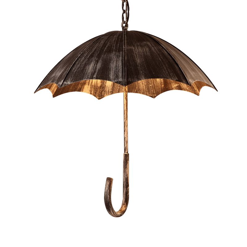 Industrial Distressed Umbrella Pendant Light Iron Olde Bronze Chandelier for Cafe