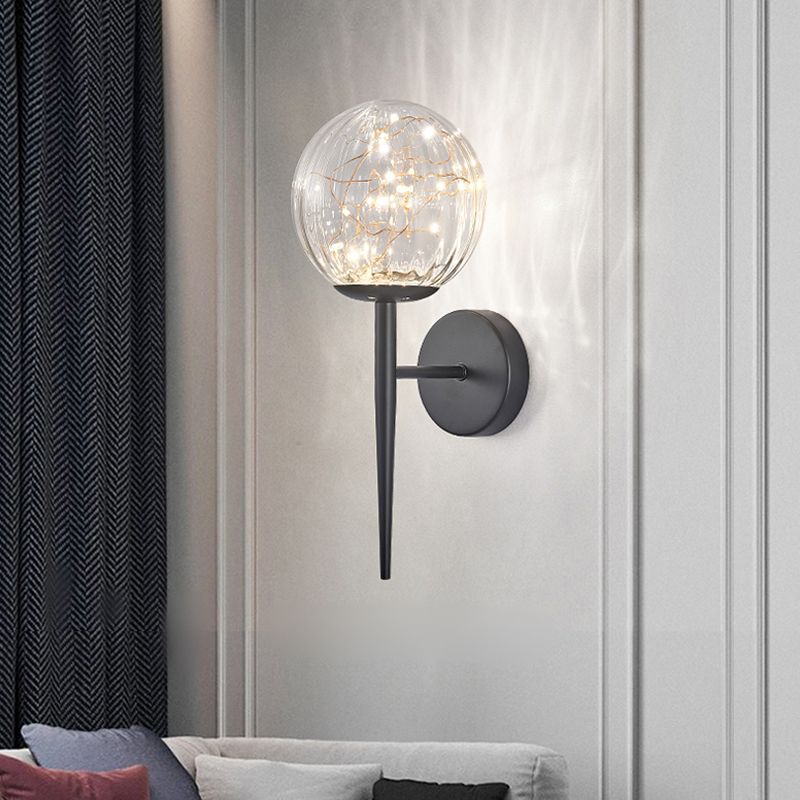 Modern Style Sphere Sconce Light Fixtures Glass 1 Light Wall Mounted Lighting