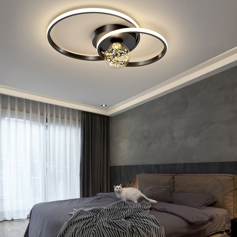 1-Light LED Metal Flush Mount Light Contemporary Slim Flush Ceiling Light for Bedroom