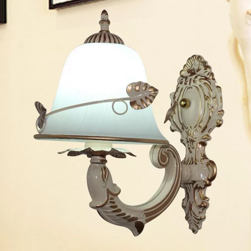 Farmale per pareti a campana in vetro crema 1 lampadina a parete sala da pranzo il illuminazione a monte in bianco