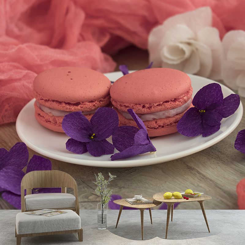 Macaron Dim Sum Mural Modern Decorative Dessert Shop Wall Art, Stain Resistant