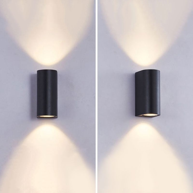 Black Geometric Wall Sconce Fixture Light Modern Style 2-Lights Aluminum Sconce Lamp for Outdoor
