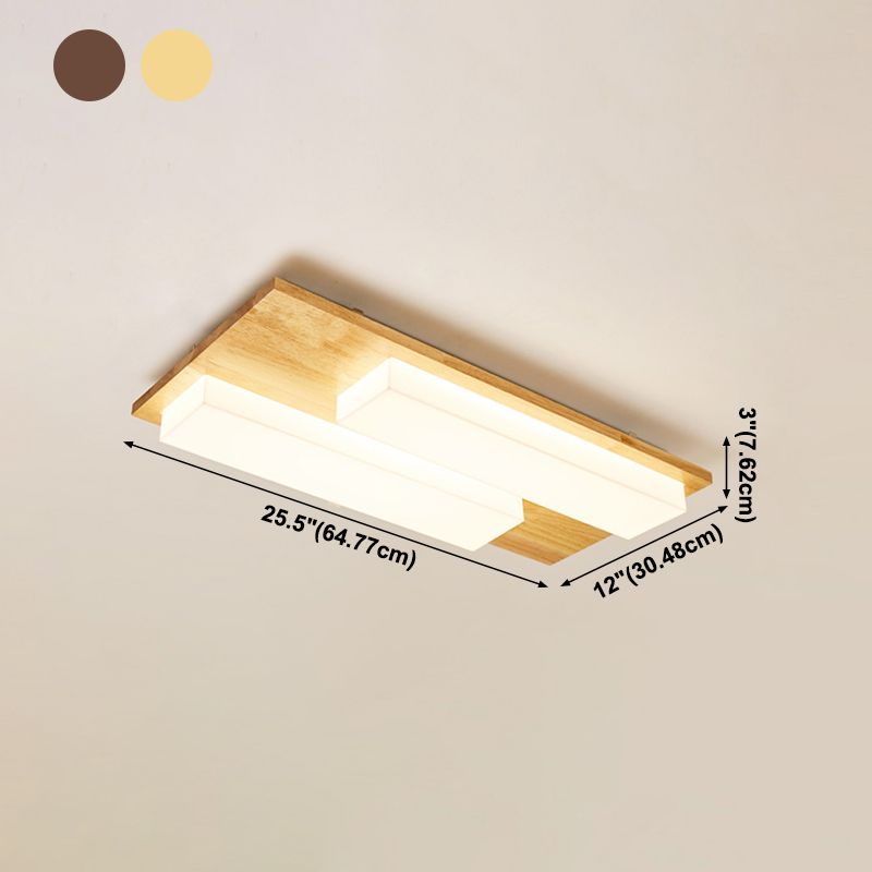 Iluminación de techo empotrada de madera, accesorio de techo de varios cabezales para sala de estar