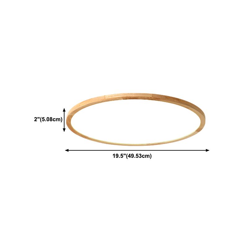 Round Wood Flush Mount Light Modern 1-Light Flush Mount Ceiling Light in Brown