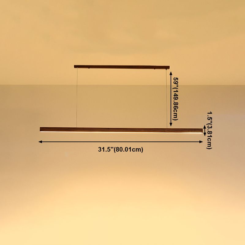 Zeitgenössische Küche Anhänger Leichtes lineares Holz 1 Licht Anhänger Beleuchtung