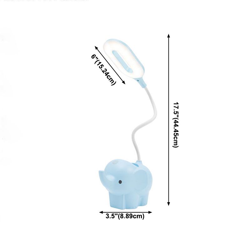 Lámpara de mesa de lectura creativa moderna Luz de mesa de elefante de 1 luz con puerto USB