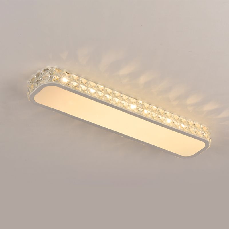 Rounded Rectangle Corridor Flush Light Crystal Artistic LED Flush Ceiling Light Fixture