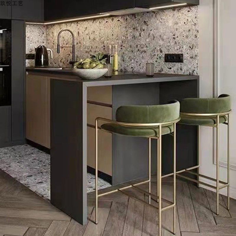 Modern Indoor Upholstered Bar Stool Low Back Footrest Counter Stool
