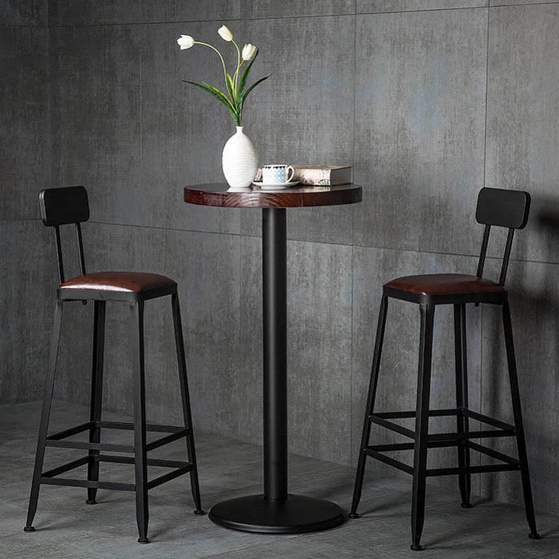 Industrial Footrest Armless Barstool Leather Stackable Coffee Shop Stool