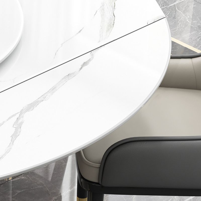 Glam Style Sintered Stone Table Pedestal Dining Table for Kitchen