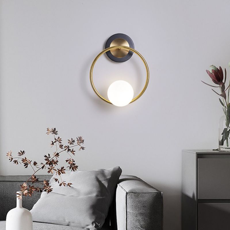 Discina de pared de vidrio blanco 1 lámpara de luz montada en la pared para sala de estudio