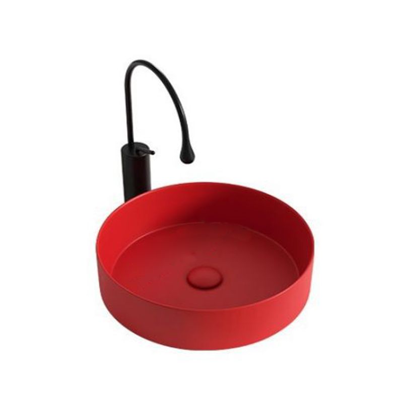 Modern Bathroom Sink Porcelain Round Wash Stand (Faucet Not Included )