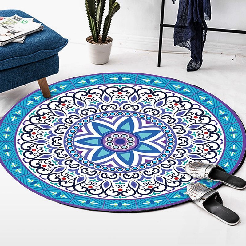 Art Deco Moroccan Rug Multi-Colored Mandala Rug Pet Friendly Machine Washable Anti-Slip Rug for Bedroom