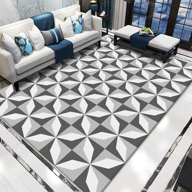 Minimalist Geometric Rug Polyester Area Carpet Washable Indoor Rug for Bedroom, Living Room