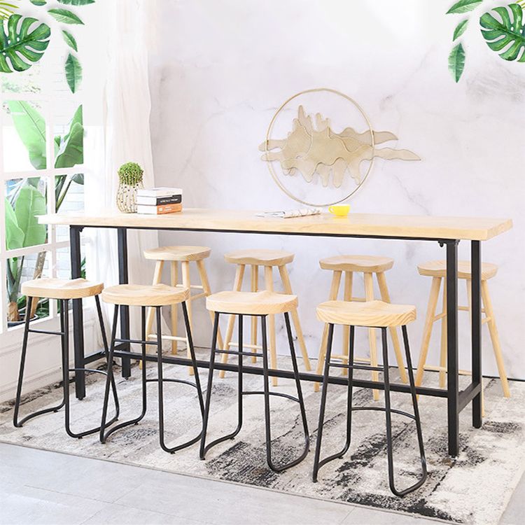 Industrial 1/2/9 Pieces Wooden Bar Table Set Rectangle Bar Table with High Stools