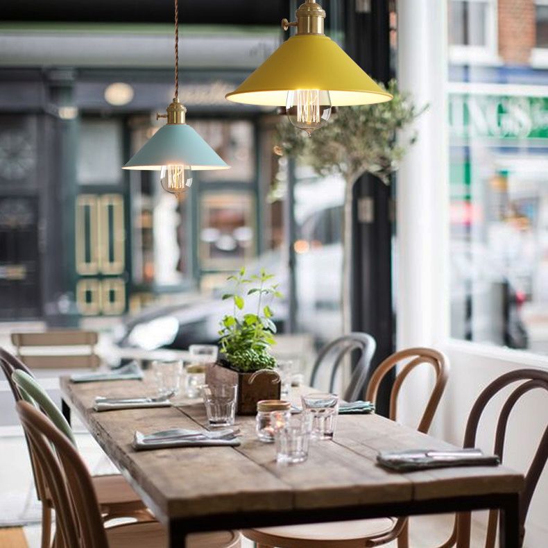 Cône suspendu pendant lumière simplicité metal metal suspendu luminaire pour restaurant