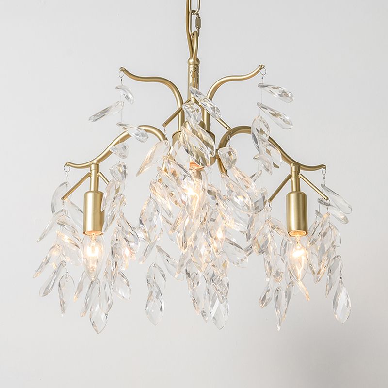 Pendre Crystal Curvy Curvy Chandelier Rural 4/7/9 Lumières salon suspendu plafonnier en laiton