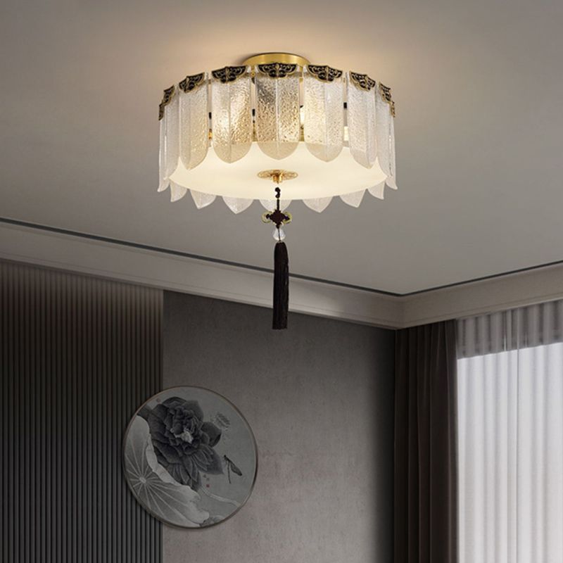 Modern Simple Round Shape Ceiling Light with Glass Shade for Living Room