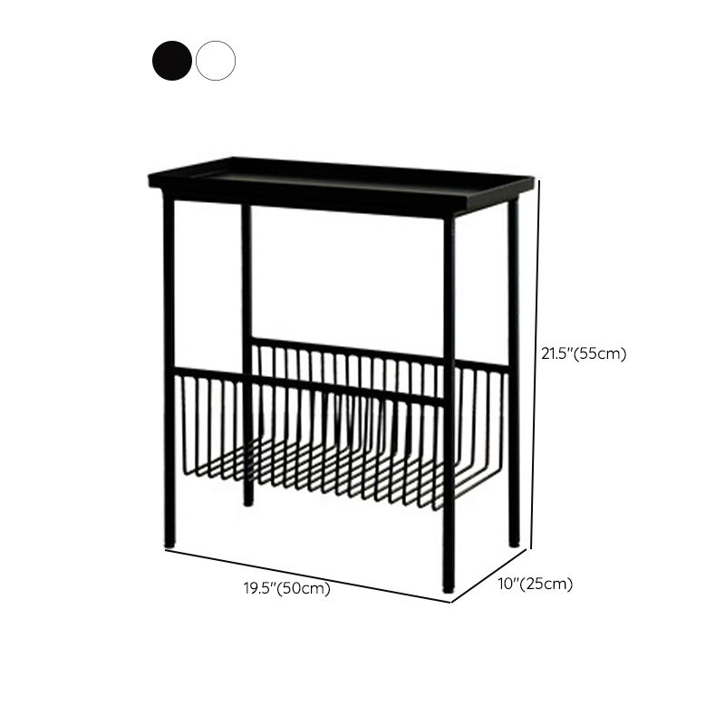 Rectangular Tray Top Side Table Iron 4 Legs End Table with Storage